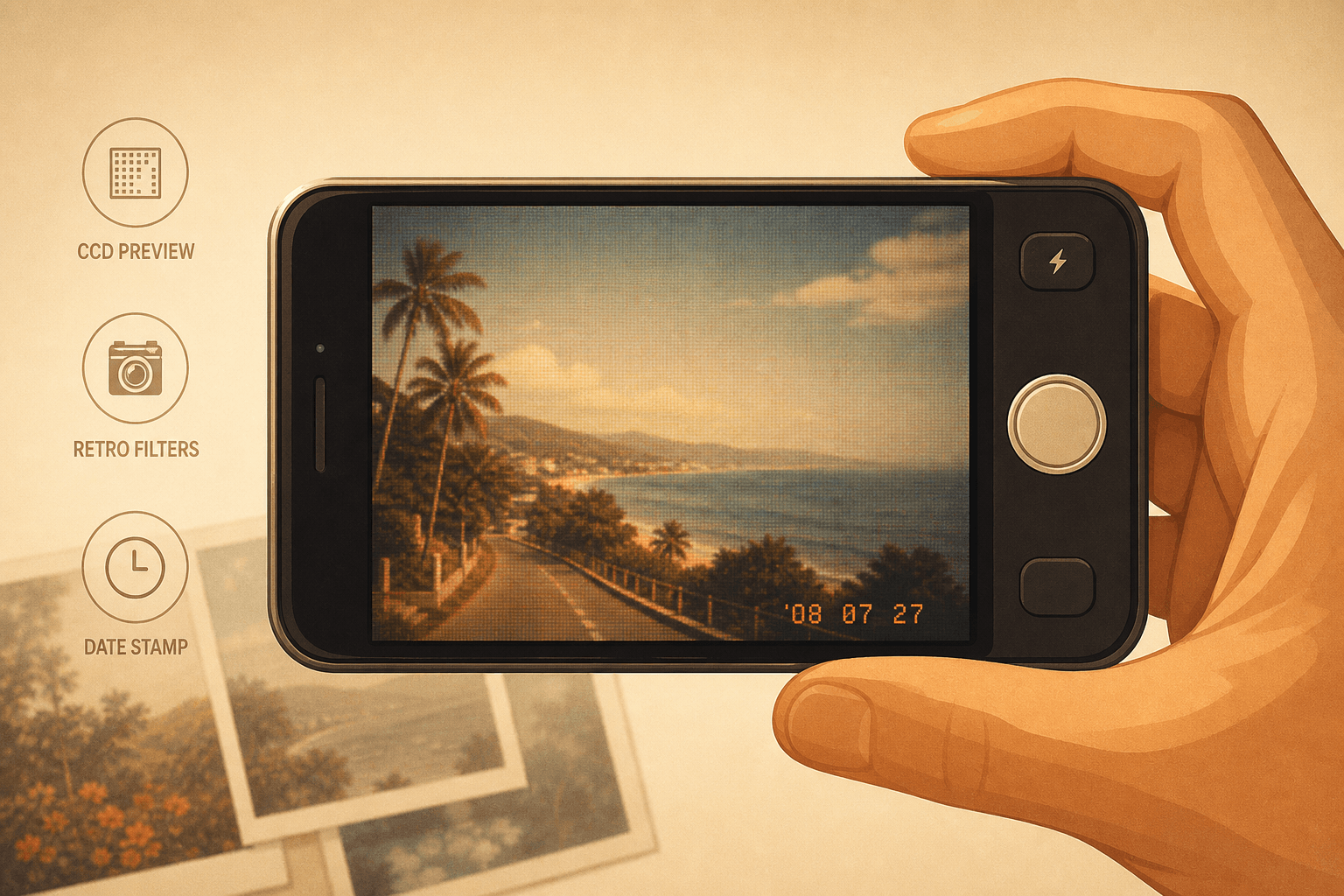 Shooting a photo with CCD Diary: Vintage Camera live preview